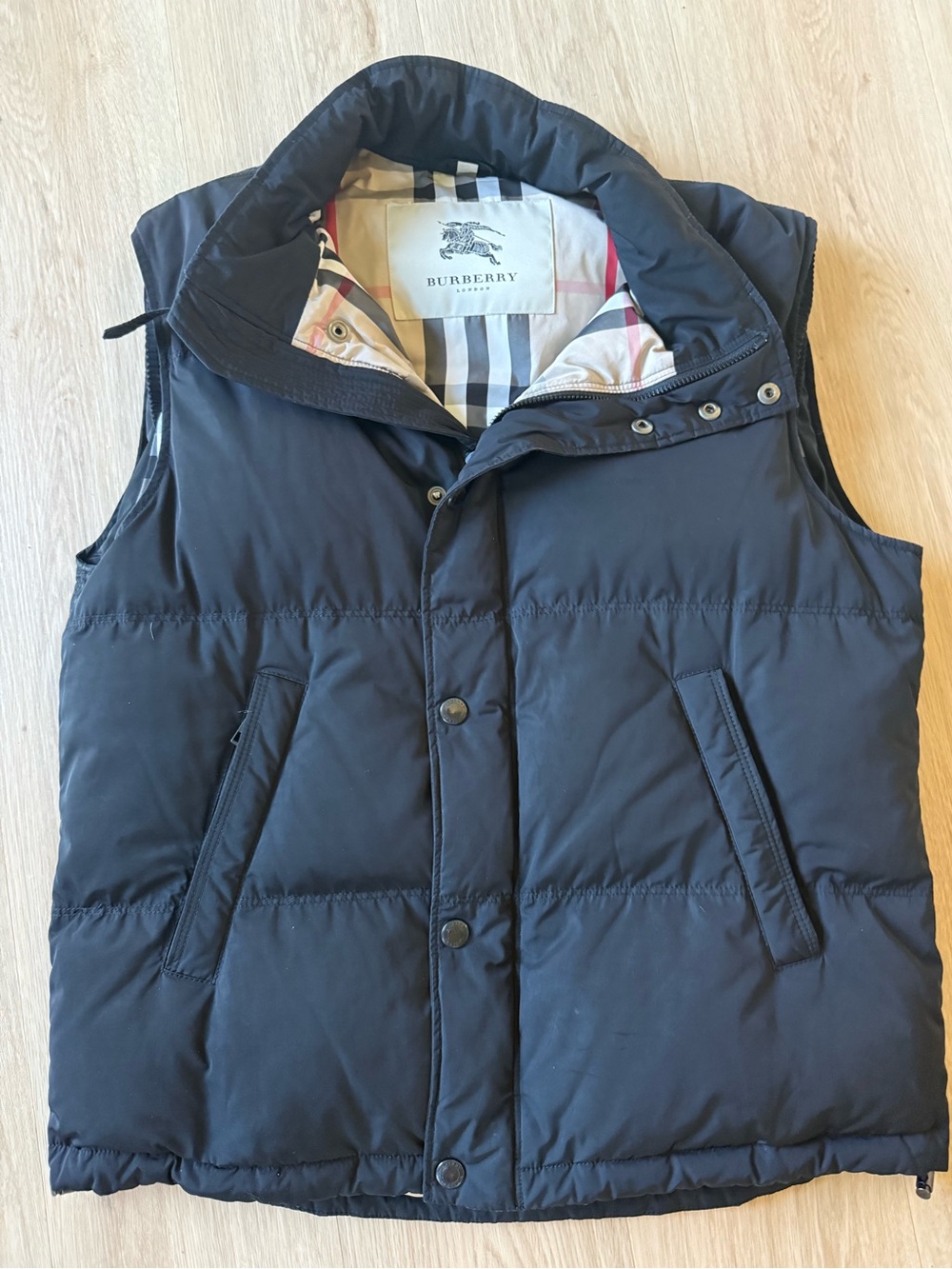 Burberry Men’s Novacheck Tartan Down Puffer Vest Sz L